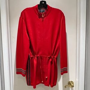 St. John Sport Red Knit Long Jacket w/zipper and draw string